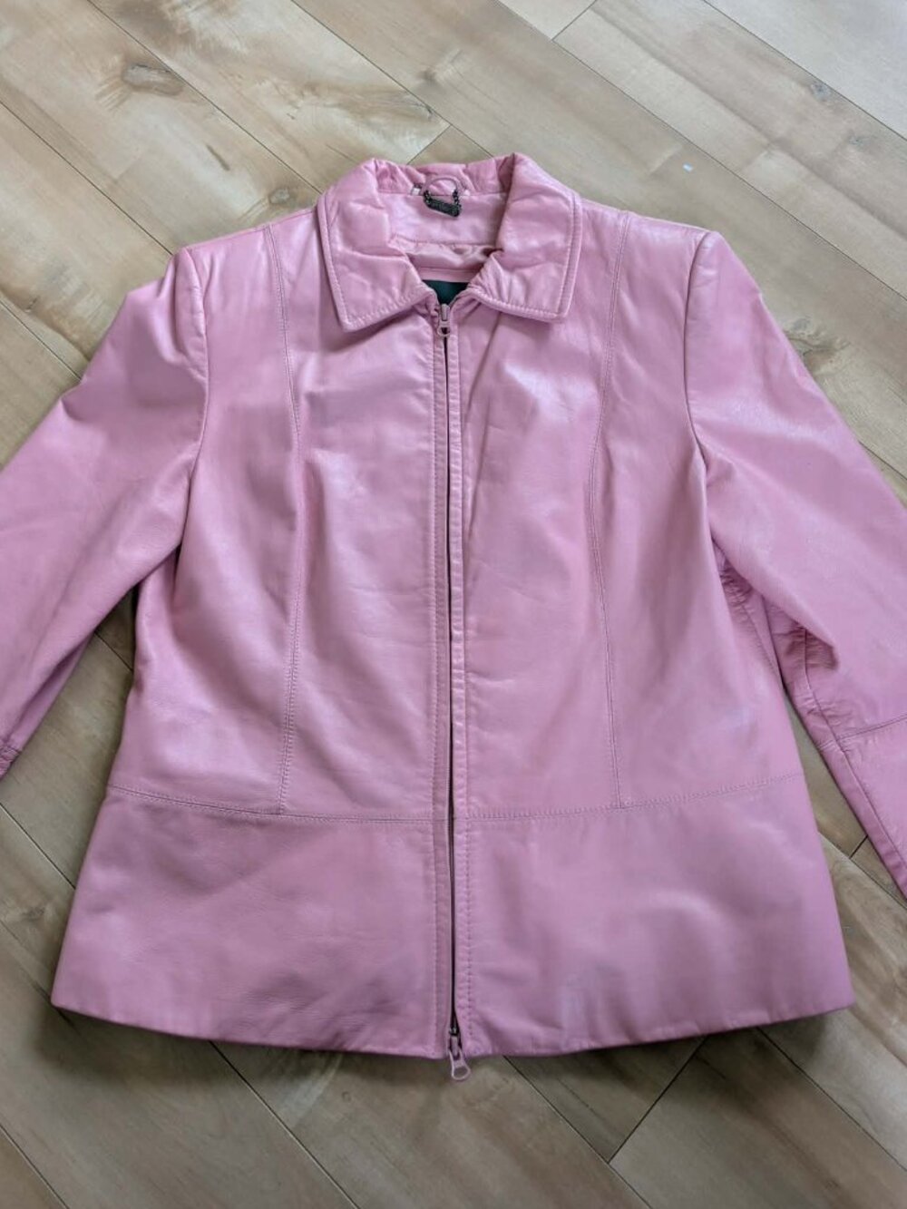 Vintage Danier Pink Leather Jacket Y2K McBling Barbiecore M